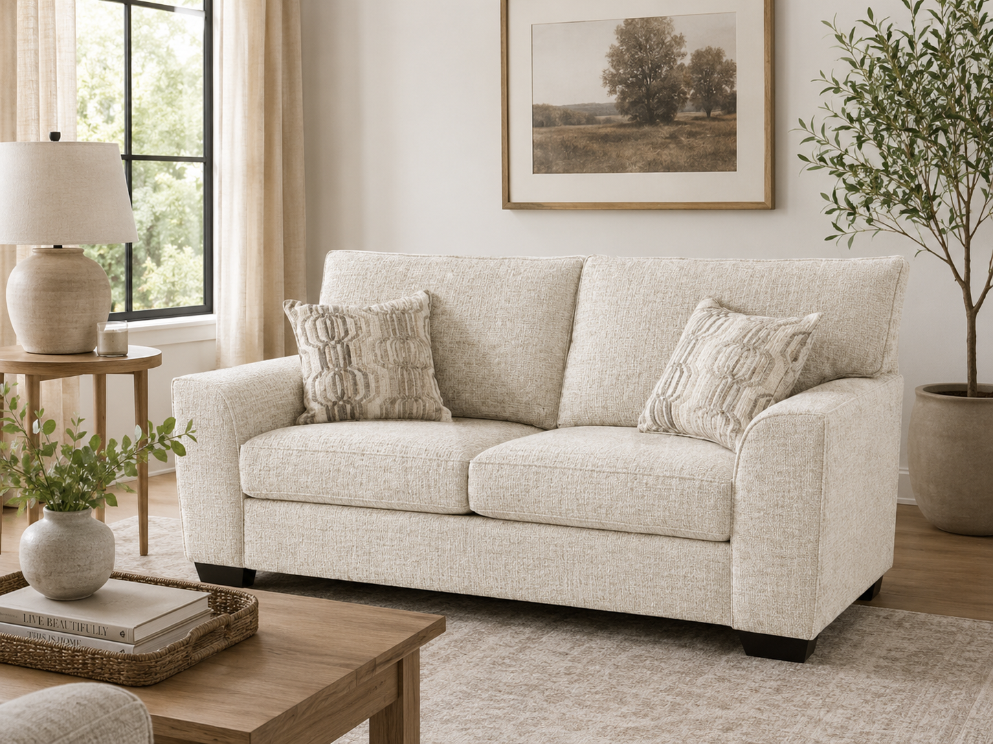 950 Bowed Arm Loveseat - Presto Ivory - PFI