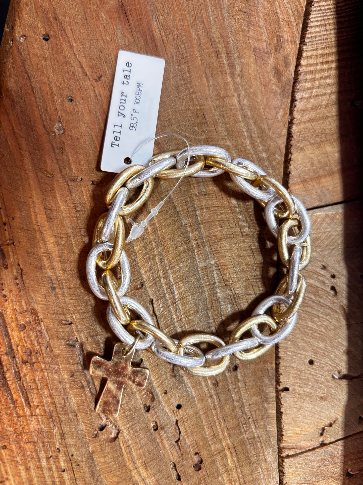 Two Tone Cross Link Bracelet - Mkt