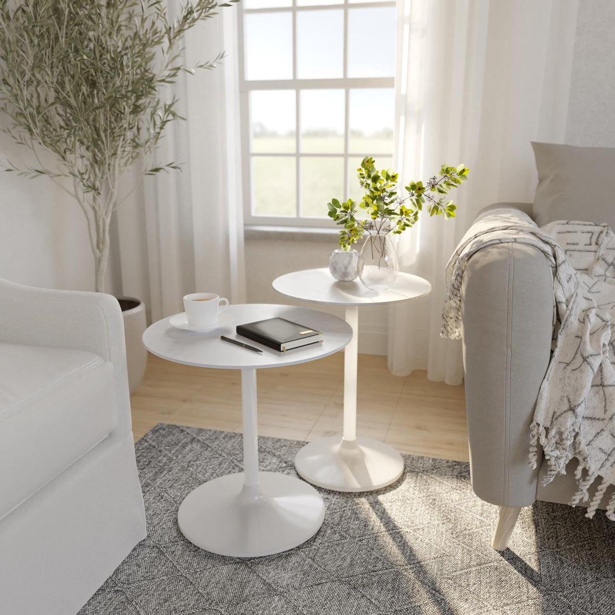 Camille Nesting Table S/2 - White - JFN