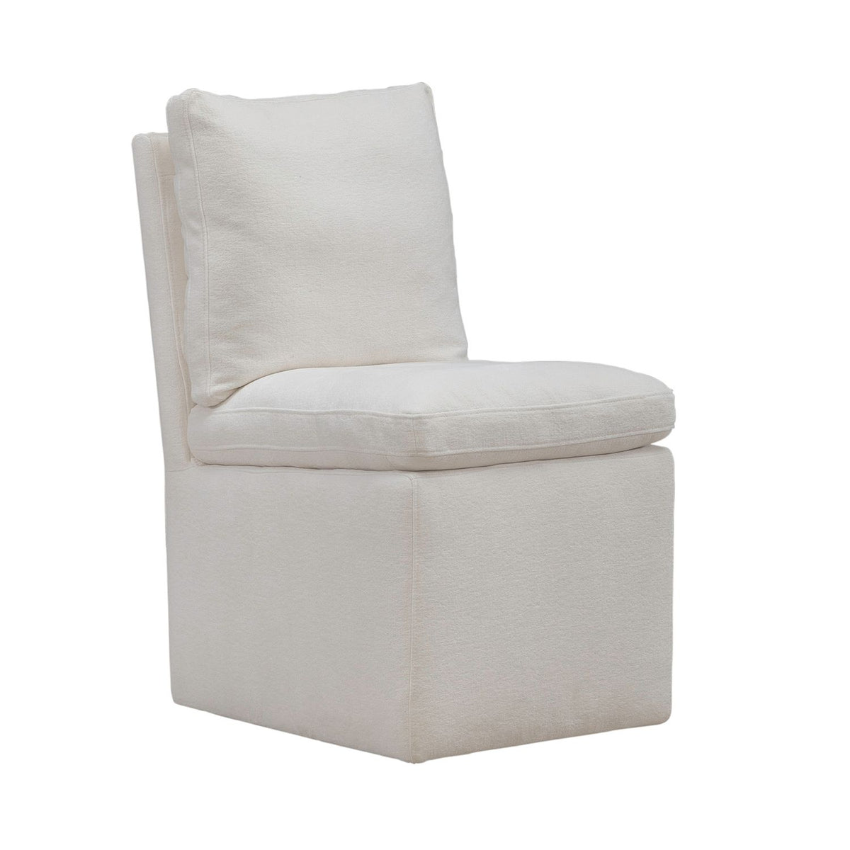 Plush Accent Dining Chair w/ Casters - Ivory