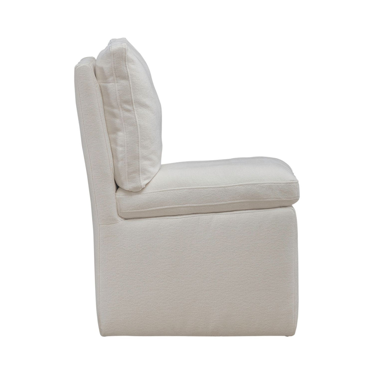 Plush Accent Dining Chair w/ Casters - Ivory