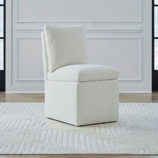 Plush Accent Dining Chair w/ Casters - Ivory
