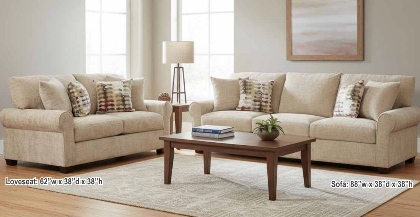 875 Rolled Arm Sofa - Palmer Linen - PFI